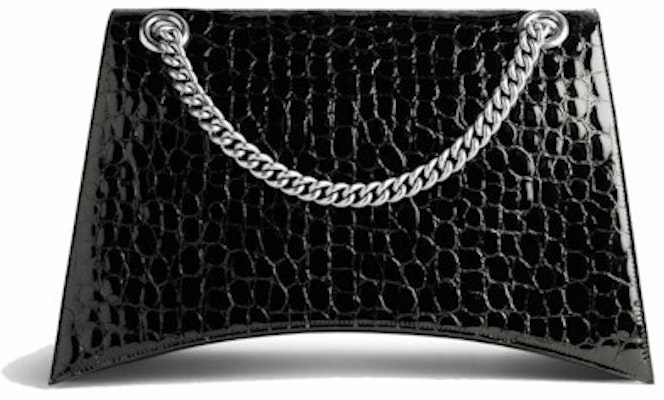 Balenciaga Womens Crush Large Chain Crocodile Embossed Bag Black Lookbook Balenciaga Womens Crush Large Chain Crocodile Embossed Bag Black