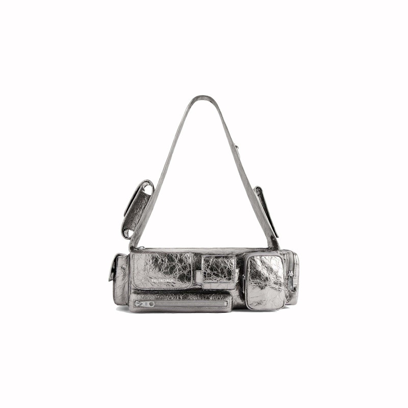 Balenciaga Womens Superbusy XS Sling Bag Silver