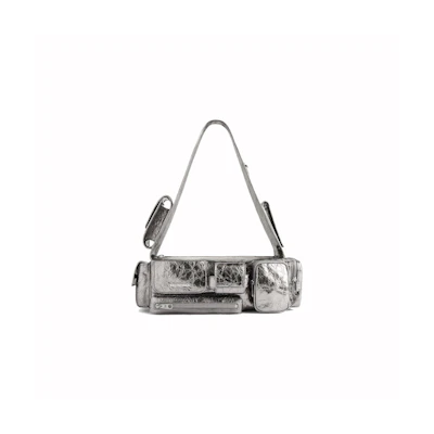Balenciaga Womens Superbusy XS Sling Bag Silver