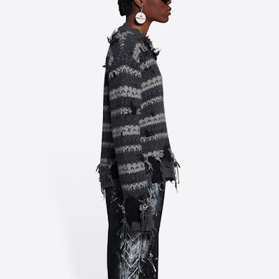 Balenciaga Wool Farisle Patch Sweater 'Grey/Multicolor' Purchase Balenciaga Wool Farisle Patch Sweater 'Grey/Multicolor'