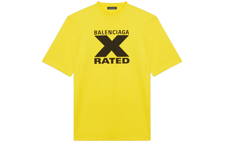 Balenciaga X-Rated Loose Fit Yellow T-Shirt for Men 620969TIVA71802