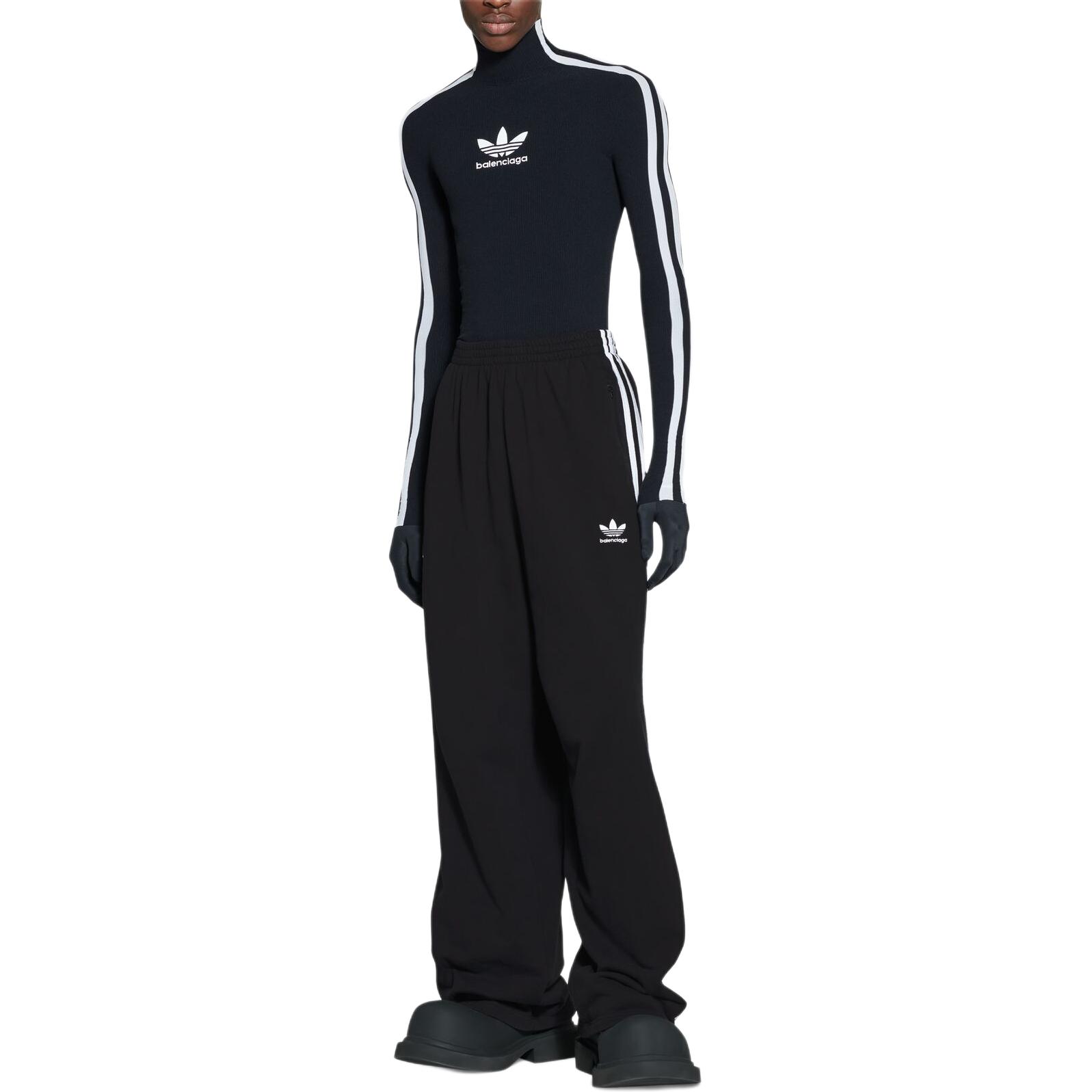 Lookbook Balenciaga x Adidas 黑色條紋寬鬆直筒褲 小版型。 723824TNVN28482