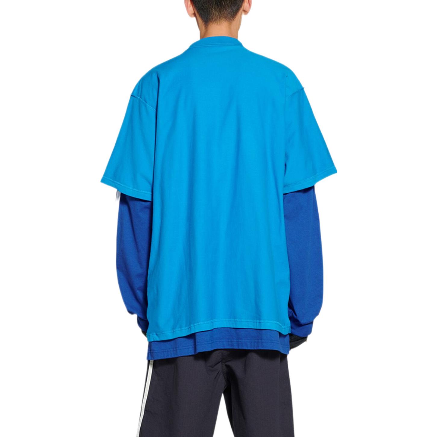 Balenciaga adidas  Blue Logo Print Loose Fit Sports T-Shirt. 731769TNVP34024 圖 5