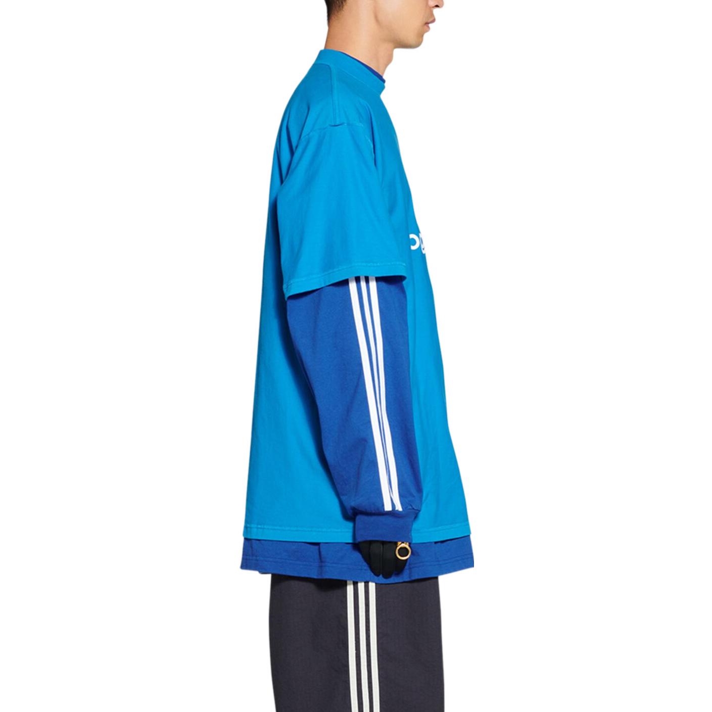 Balenciaga adidas  Blue Logo Print Loose Fit Sports T-Shirt. 731769TNVP34024 圖 6