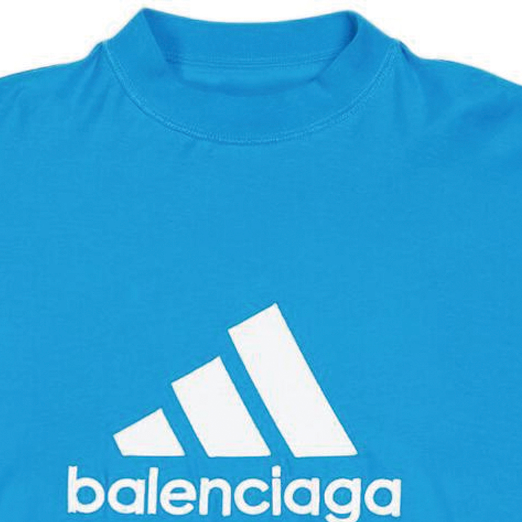 Balenciaga adidas  Blue Logo Print Loose Fit Sports T-Shirt. 731769TNVP34024 圖 7
