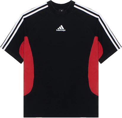Balenciaga x Adidas Logo Print Striped Trim Crewneck T-Shirt Black. 712401TNVA61003 Buy Balenciaga x Adidas Logo Print Striped Trim Crewneck T-Shirt Black. 712401TNVA61003