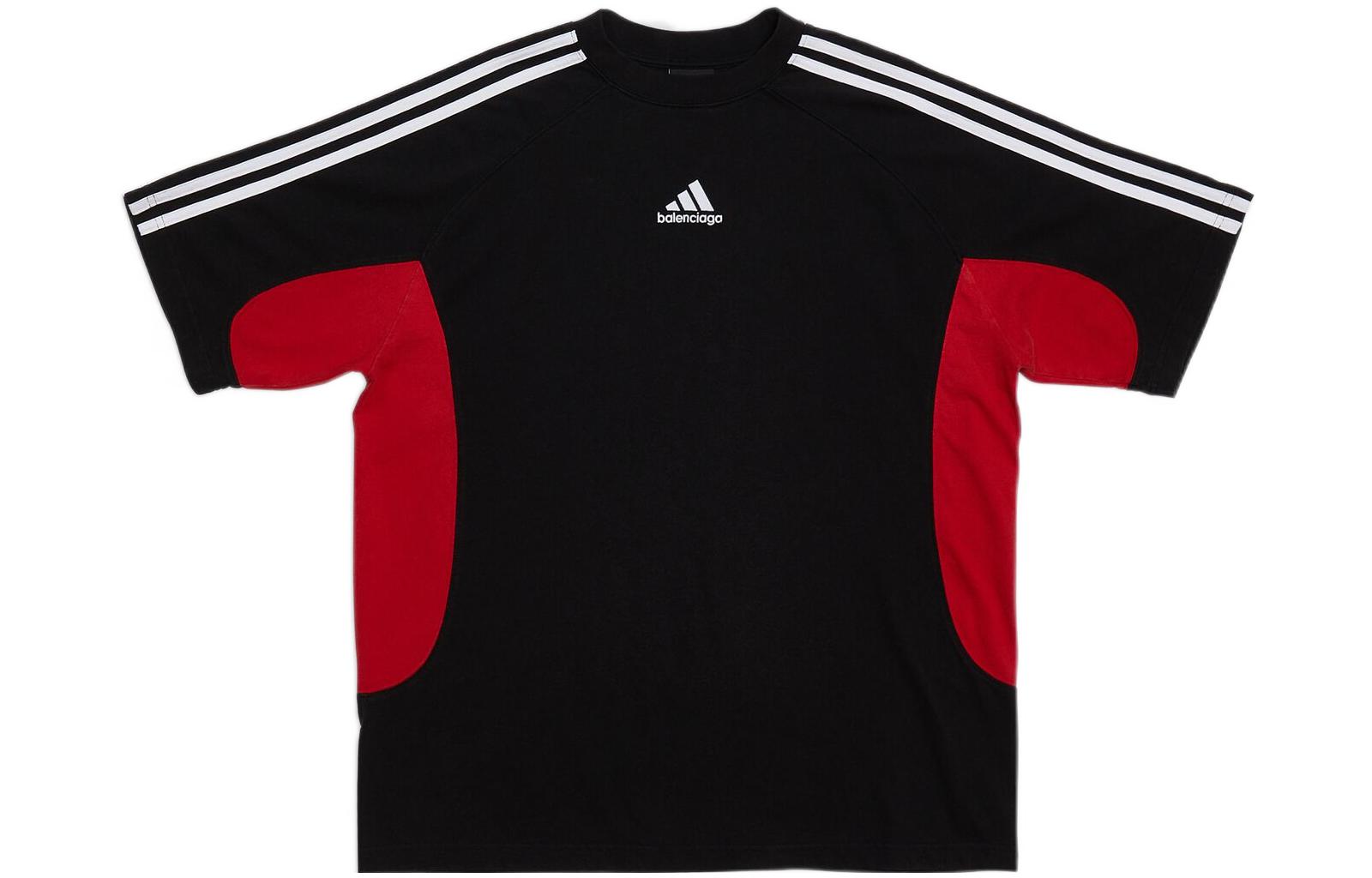 Order Balenciaga x Adidas  Logo Print Striped Trim Crewneck T-Shirt Black. 712401TNVA61003