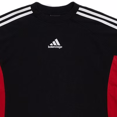 Balenciaga x Adidas Logo Print Striped Trim Crewneck T-Shirt Black. 712401TNVA61003 Cheap Balenciaga x Adidas Logo Print Striped Trim Crewneck T-Shirt Black. 712401TNVA61003