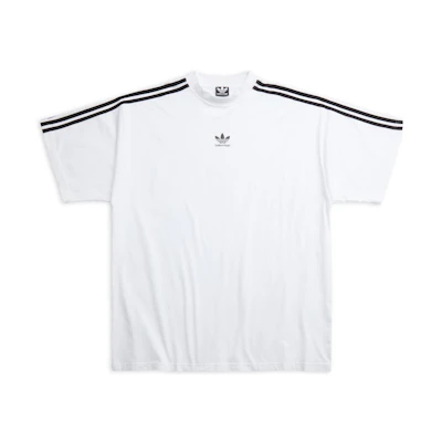 Balenciaga Adidas Logo Print Tee White - Relaxed Fit, Three Stripes. 739101TNVA61156