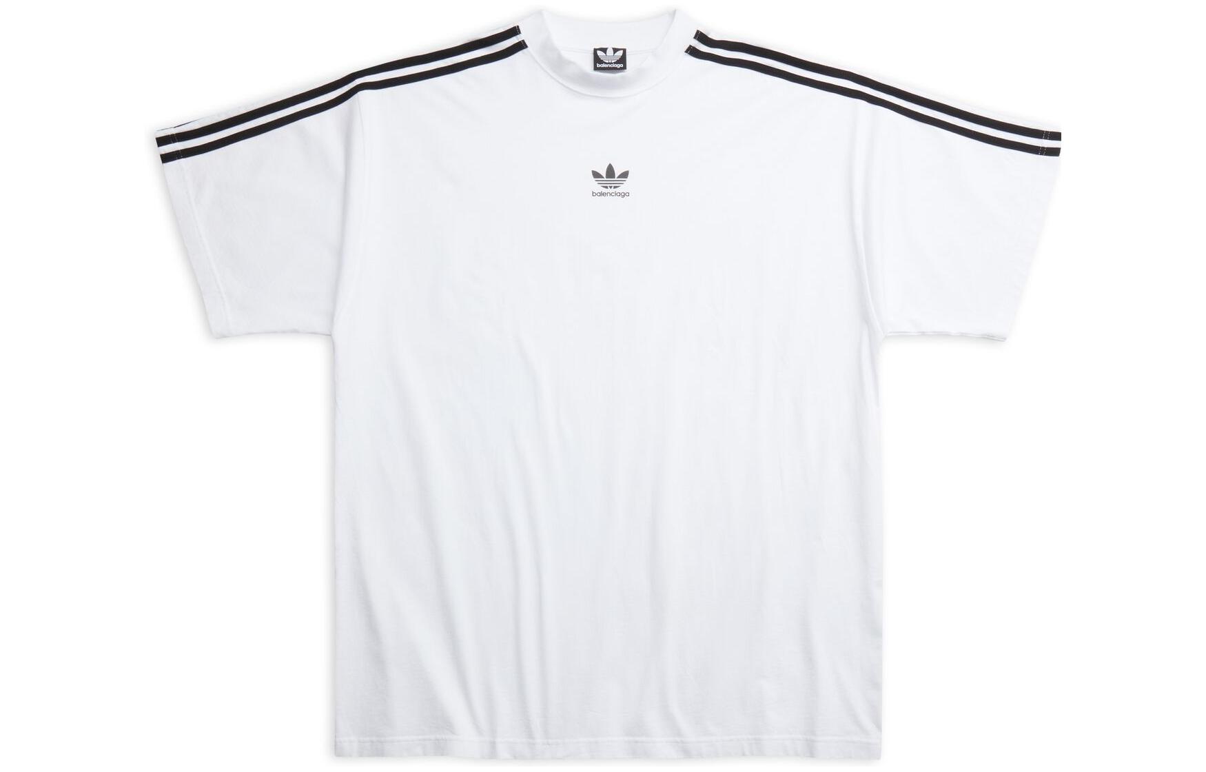 Order Balenciaga x Adidas  Logo Print Tee White - Relaxed Fit, Three Stripes. 739101TNVA61156