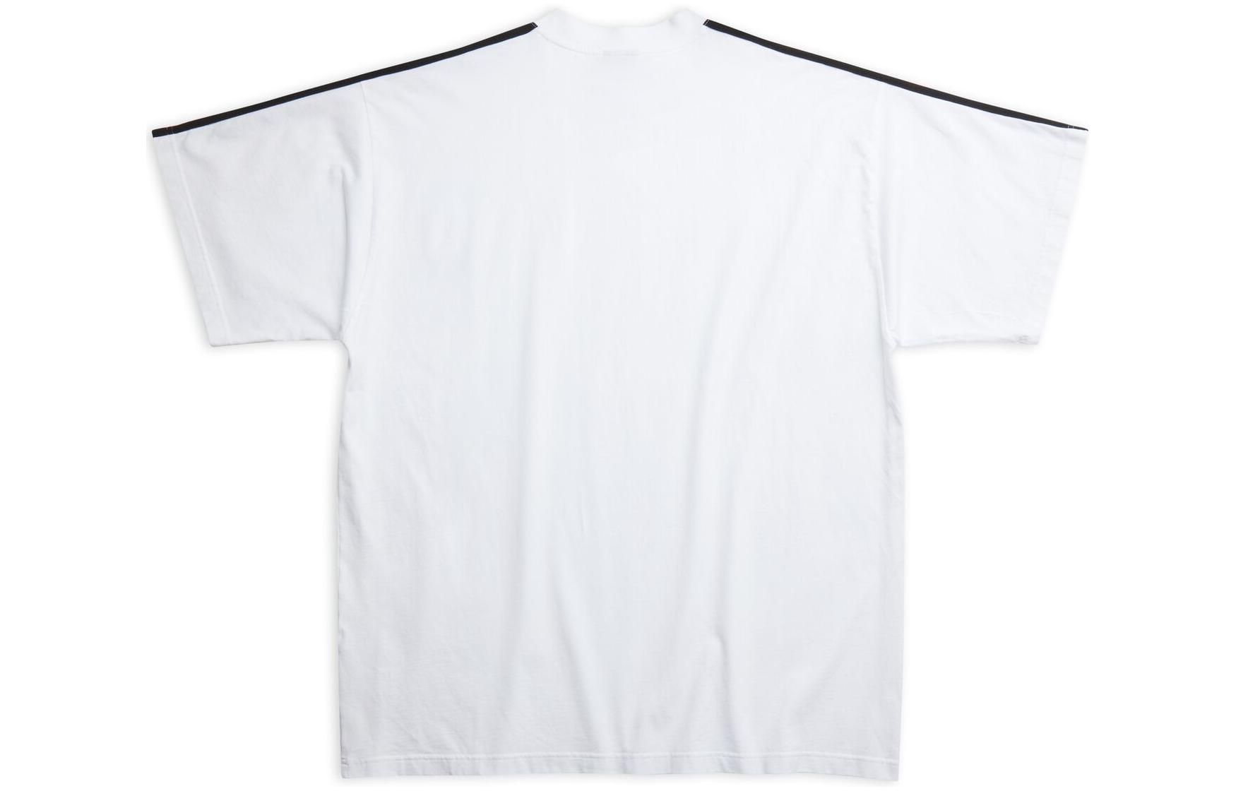 Lookbook Balenciaga x Adidas  Logo Print Tee White - Relaxed Fit, Three Stripes. 739101TNVA61156