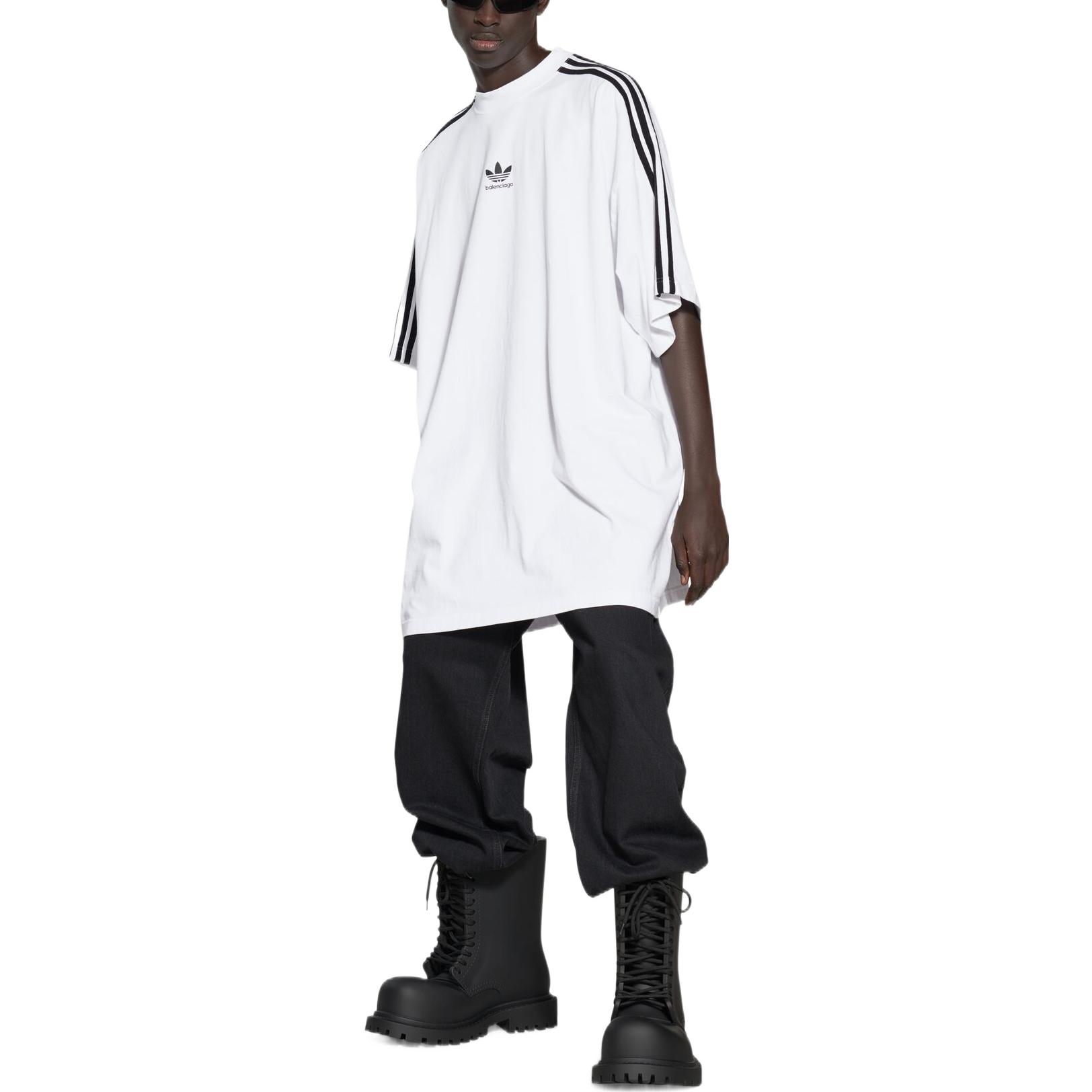 Purchase Balenciaga x Adidas  Logo Print Tee White - Relaxed Fit, Three Stripes. 739101TNVA61156
