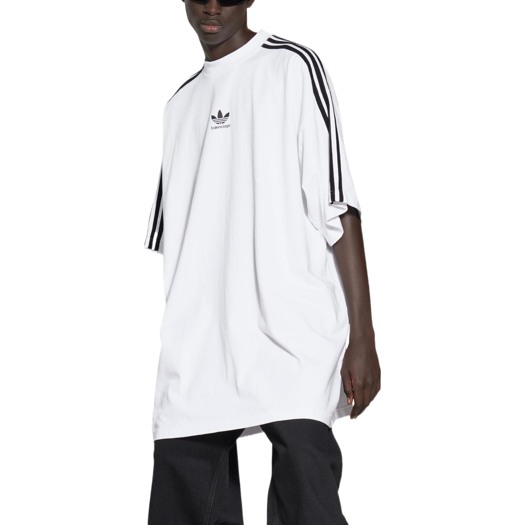 Details for Balenciaga x Adidas  Logo Print Tee White - Relaxed Fit, Three Stripes. 739101TNVA61156