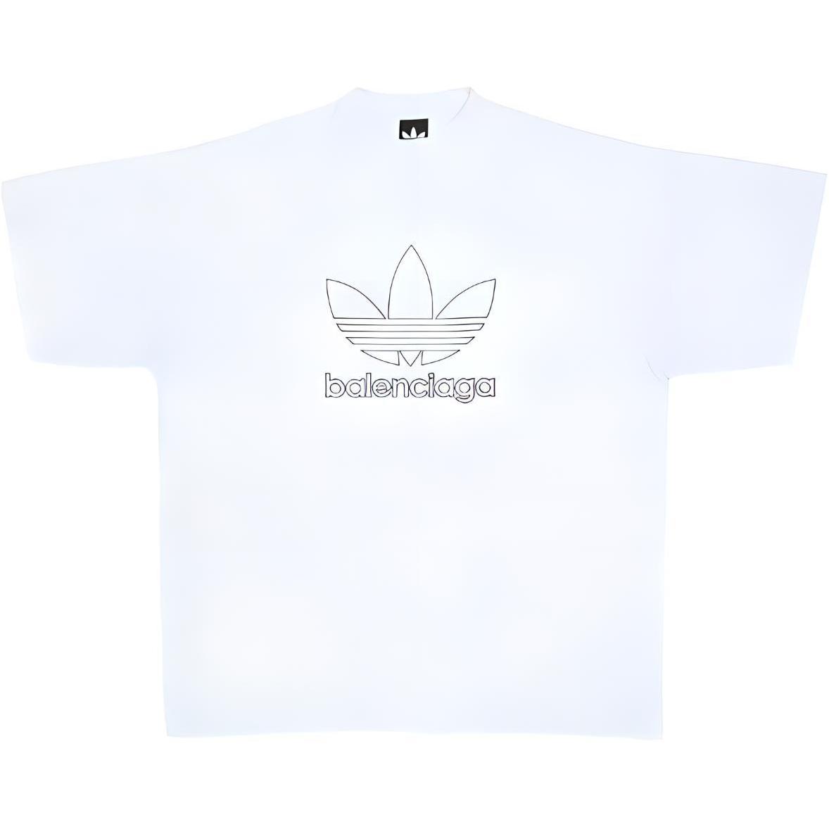 Balenciaga Adidas  White Logo Print Relaxed Fit Crewneck T-Shirt 723976TNVN89040