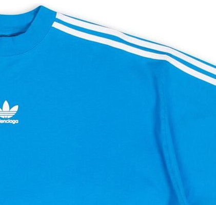 Camiseta Balenciaga x Adidas FW22 Azul Logo 3 Rayas Corte Holgado. 739101TNVA64026 Sizing Camiseta Balenciaga x Adidas FW22 Azul Logo 3 Rayas Corte Holgado. 739101TNVA64026