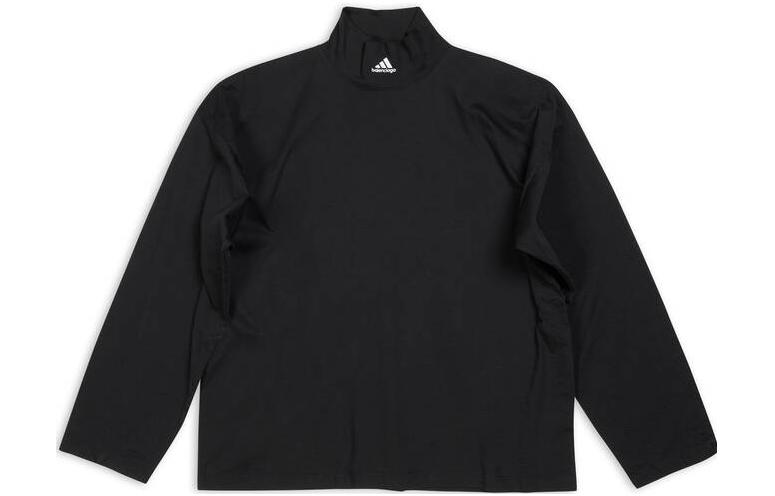 Balenciaga x adidas FW22 Black Logo Print Turtleneck Long Sleeve  Tee 724591TNVP81070