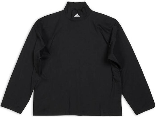 バレンシアガ x アディダス FW22 ブラック ロゴプリント タートルネック 長袖Tシャツ 724591TNVP81070 Buy バレンシアガ x アディダス FW22 ブラック ロゴプリント タートルネック 長袖Tシャツ 724591TNVP81070