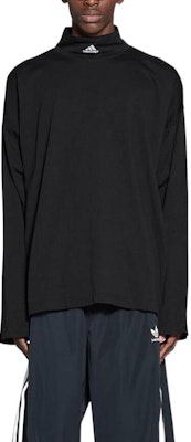 バレンシアガ x アディダス FW22 ブラック ロゴプリント タートルネック 長袖Tシャツ 724591TNVP81070 Details for バレンシアガ x アディダス FW22 ブラック ロゴプリント タートルネック 長袖Tシャツ 724591TNVP81070