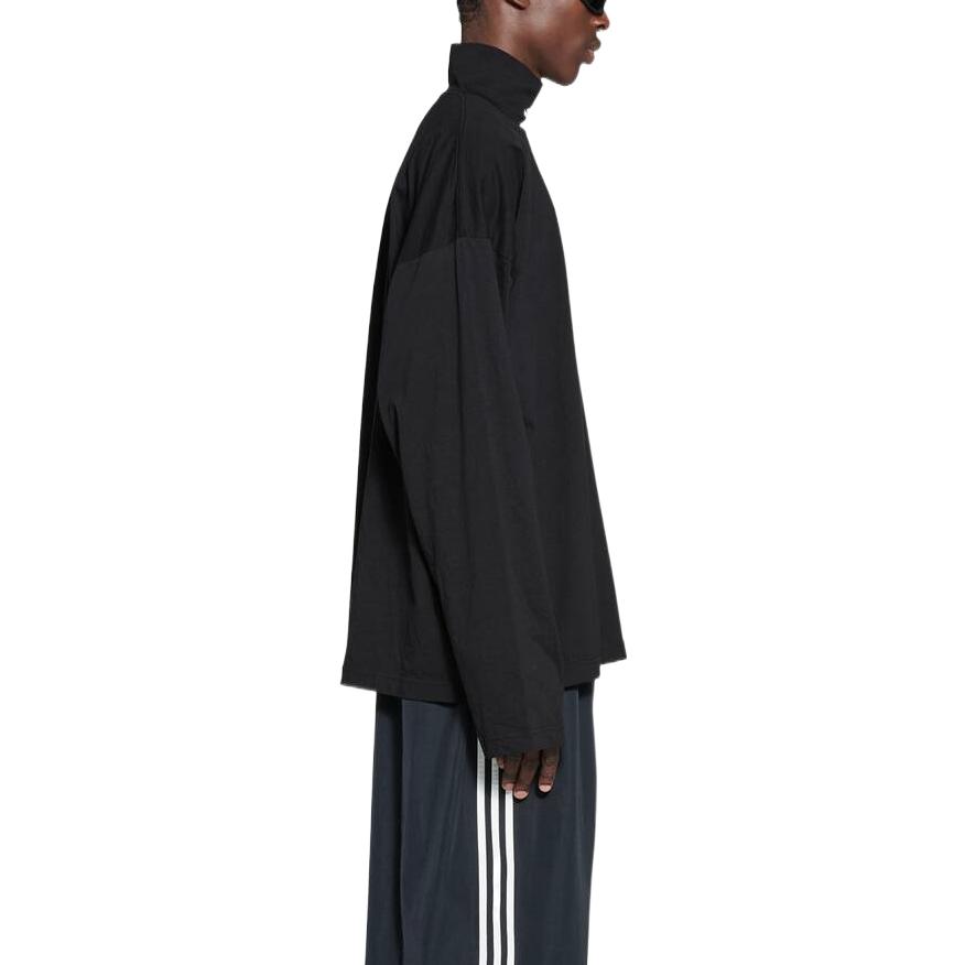 Sizing バレンシアガ x アディダス FW22 ブラック ロゴプリント タートルネック 長袖Tシャツ 724591TNVP81070
