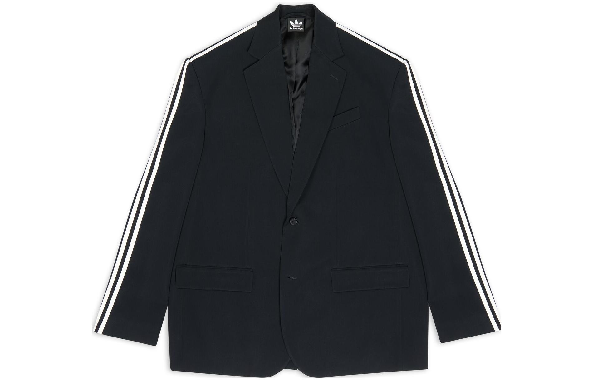 Balenciaga x Adidas FW22 Black Single-Breasted Blazer Jacket  Collaboration. 725143TIO481000