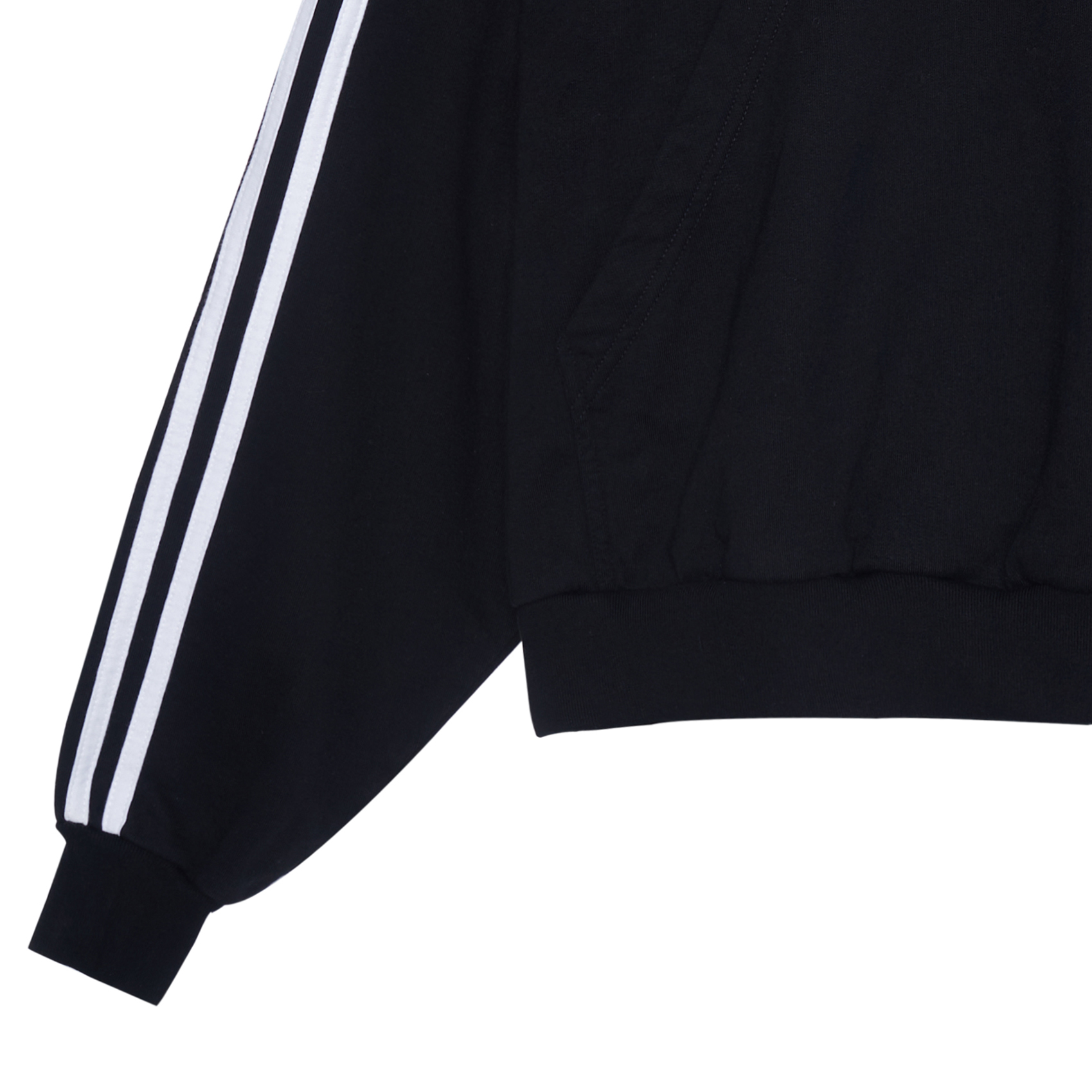 Sizing 발렌시아가 아디다스 FW22 블랙 스트라이프 로고 프린트 후디 남녀공용 오버핏. 729322TNVN28482