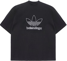 Balenciaga x adidas FW22 Logo Embroidered Relaxed Fit Black T-Shirt for Men 723976TNVN81070 Balenciaga x adidas FW22 Logo Embroidered Relaxed Fit Black T-Shirt for Men 723976TNVN81070