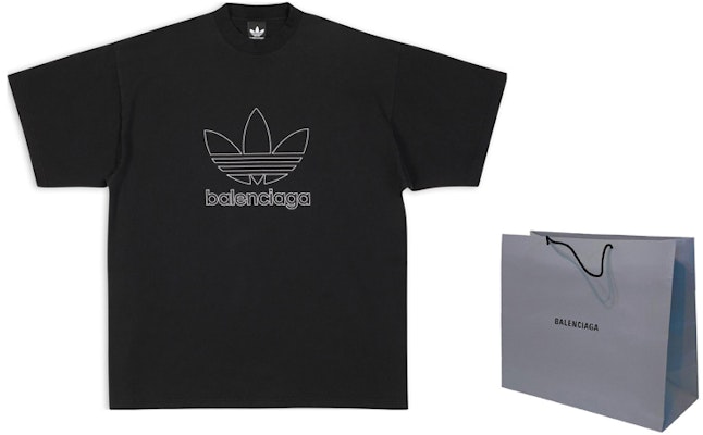 Balenciaga x adidas FW22 刺繡標誌寬鬆版型黑色男士T恤 723976TNVN81070 Shop Balenciaga x adidas FW22 刺繡標誌寬鬆版型黑色男士T恤 723976TNVN81070