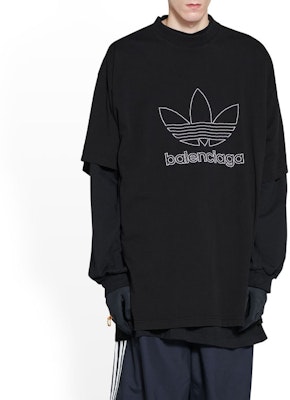 Balenciaga x adidas FW22 刺繡標誌寬鬆版型黑色男士T恤 723976TNVN81070 Details for Balenciaga x adidas FW22 刺繡標誌寬鬆版型黑色男士T恤 723976TNVN81070