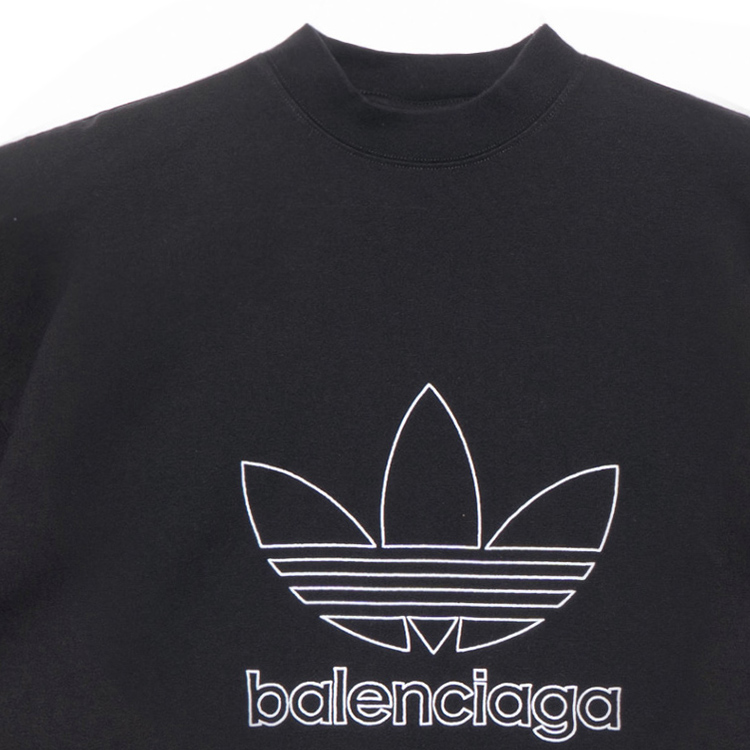Cheap Balenciaga x adidas FW22 刺繡標誌寬鬆版型黑色男士T恤 723976TNVN81070