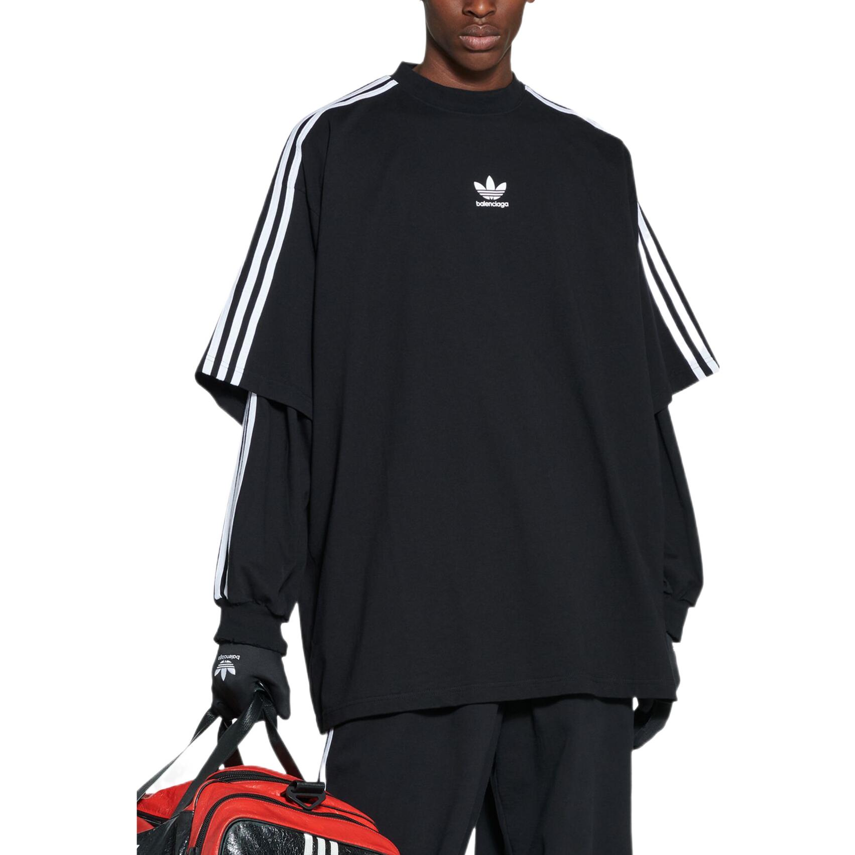Details for Balenciaga x adidas FW22 Logo Print Black Oversized  T-Shirt. 739101TNVA68482