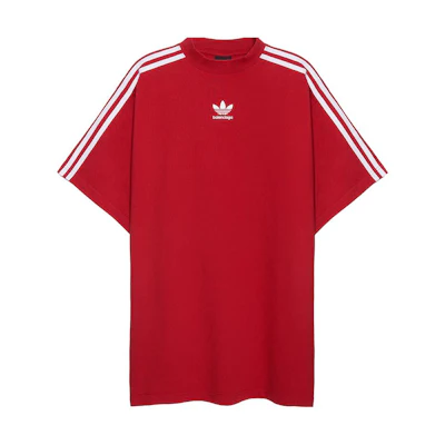 Balenciaga Adidas FW22 Red 3-Stripes Logo Print Oversized T-Shirt Men’s 739101TNVA66542