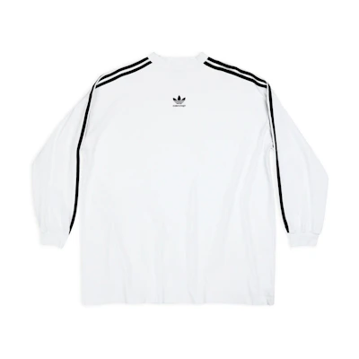 Balenciaga adidas FW22 Striped Logo Crewneck Relaxed Long Sleeve Tee Unisex White 728789TNVA61156