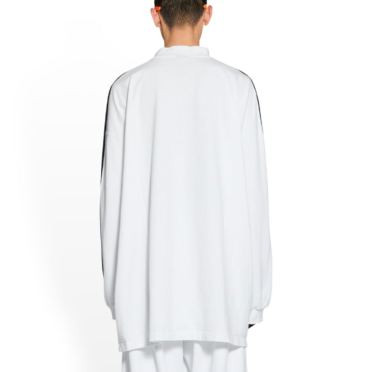 Details for Balenciaga x adidas FW22 Striped Logo Crewneck Relaxed Long Sleeve Tee Unisex White 728789TNVA61156