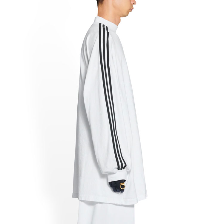 Sizing Balenciaga x adidas FW22 Striped Logo Crewneck Relaxed Long Sleeve Tee Unisex White 728789TNVA61156