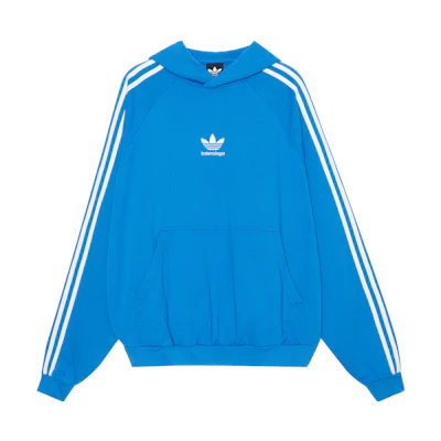Balenciaga Adidas FW22 Striped Print Hoodie Unisex Blue - Oversized Fit. 729322TNVN24026