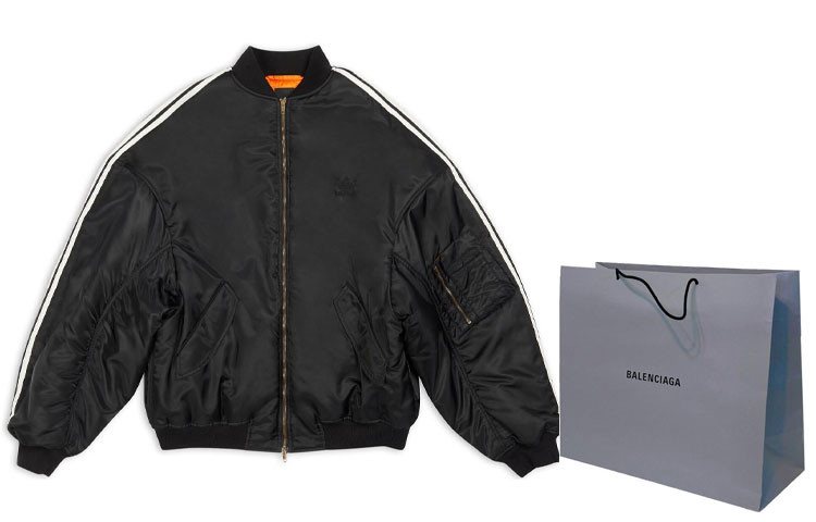 Shop 巴黎世家 x 愛迪達 FW22 黑色條紋拉鍊外套 常規版型 長袖上衣 725335TNO271000