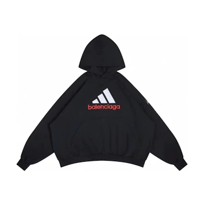 Balenciaga adidas Logo Print Black Hoodie Oversized Fit. 724568TNVP91089