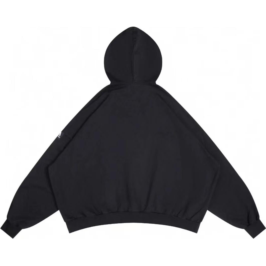 Lookbook Balenciaga x adidas Hoodie Hitam Logo Print Fit Oversize. 724568TNVP91089