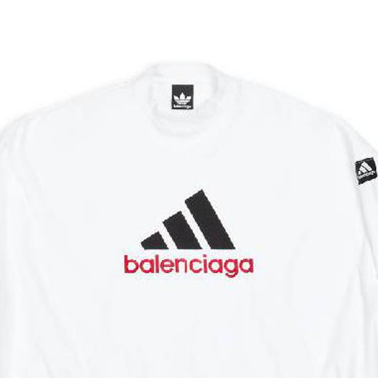 Balenciaga adidas Logo Print Crewneck Oversized White Sweatshirt for Men 731777TNVP69065 圖 4