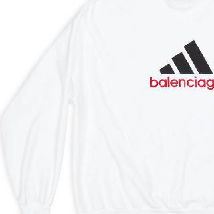 Balenciaga adidas Logo Print Crewneck Oversized White Sweatshirt for Men 731777TNVP69065 圖 5