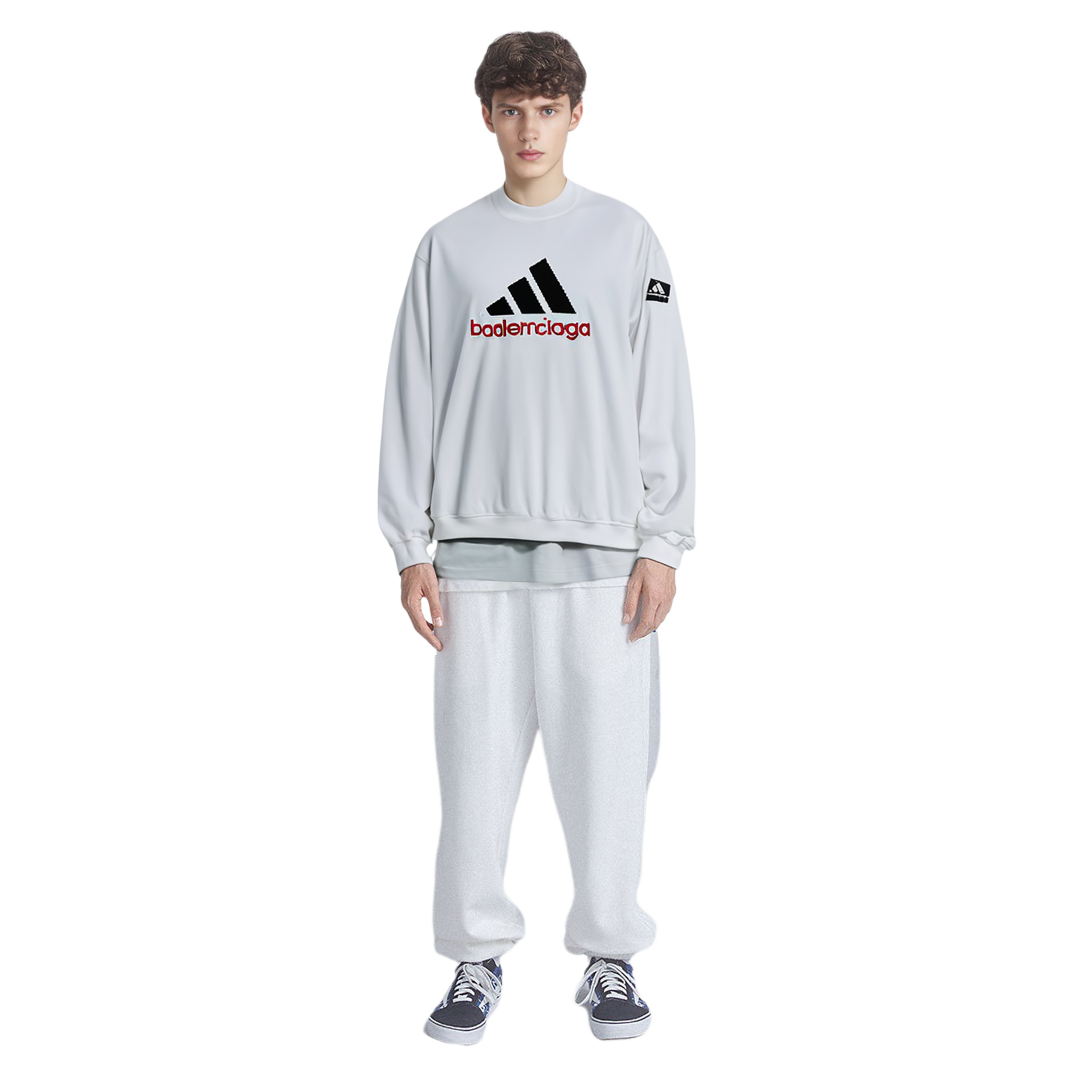 Balenciaga adidas Logo Print Crewneck Oversized White Sweatshirt for Men 731777TNVP69065 圖 8