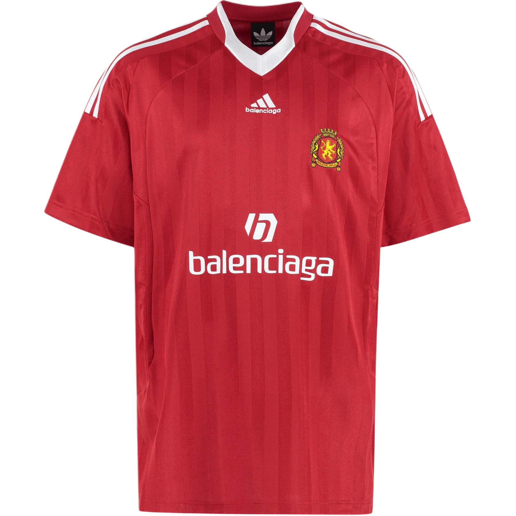 Balenciaga x Adidas Logo Print Striped Crewneck T-Shirt Unisex Red. 723663TNV136400