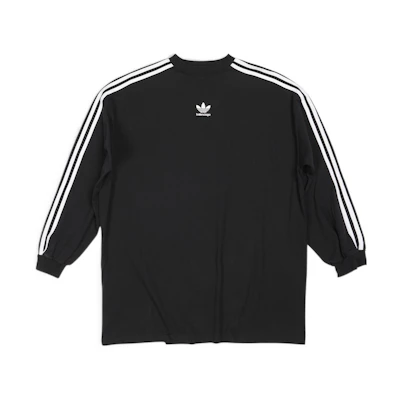 Balenciaga Adidas Originals Black Logo Print Oversized Crewneck Long Sleeve Tee. 728789TNVA68482