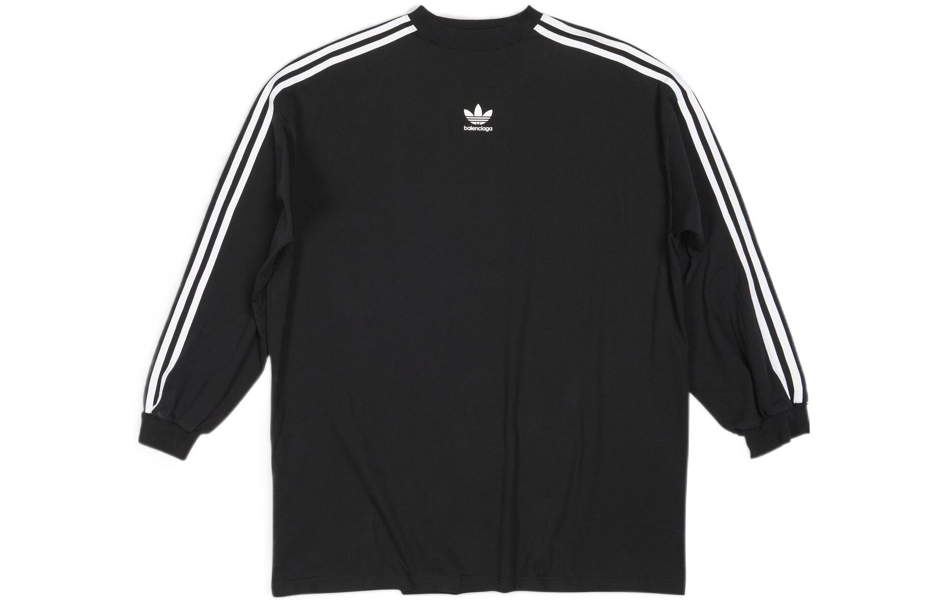 Order Balenciaga x Adidas Originals Black Logo Print Oversized Crewneck Long Sleeve Tee. 728789TNVA68482