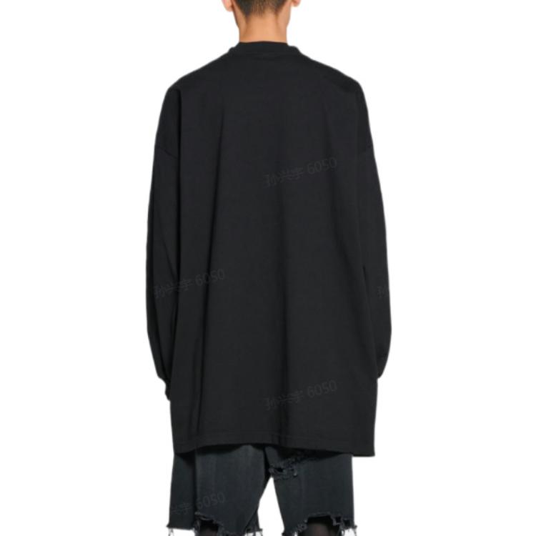 Shop Balenciaga x Adidas Originals Black Logo Print Oversized Crewneck Long Sleeve Tee. 728789TNVA68482