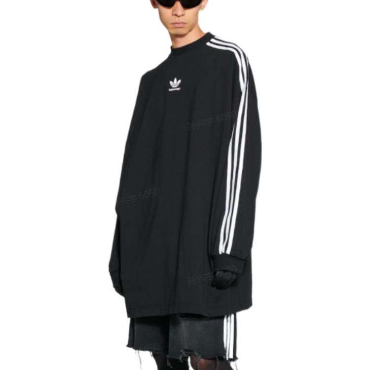 Purchase Balenciaga x Adidas Originals Black Logo Print Oversized Crewneck Long Sleeve Tee. 728789TNVA68482