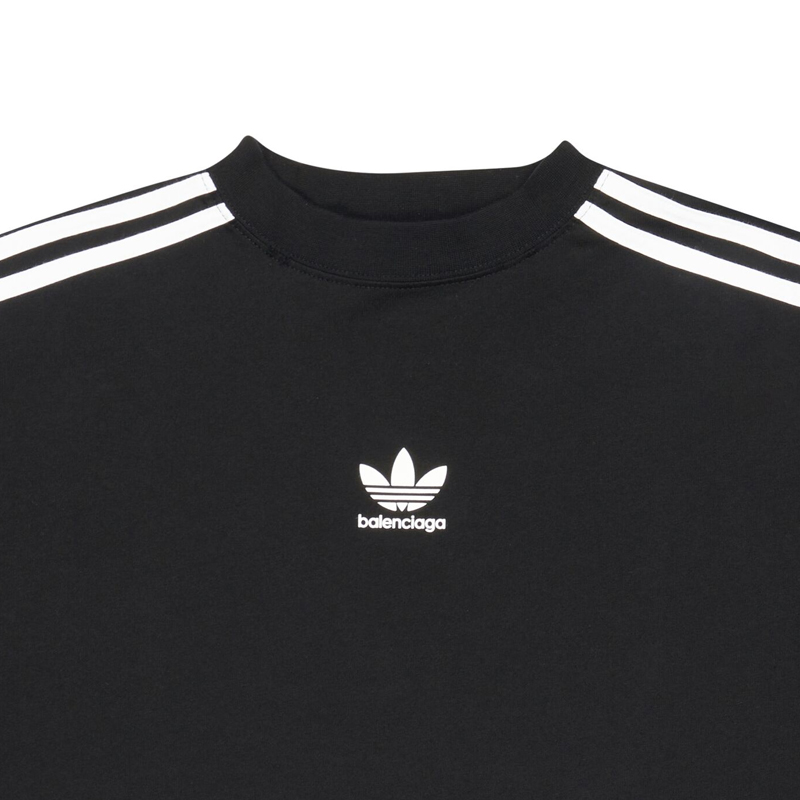 Sizing Balenciaga x Adidas Originals Black Logo Print Oversized Crewneck Long Sleeve Tee. 728789TNVA68482