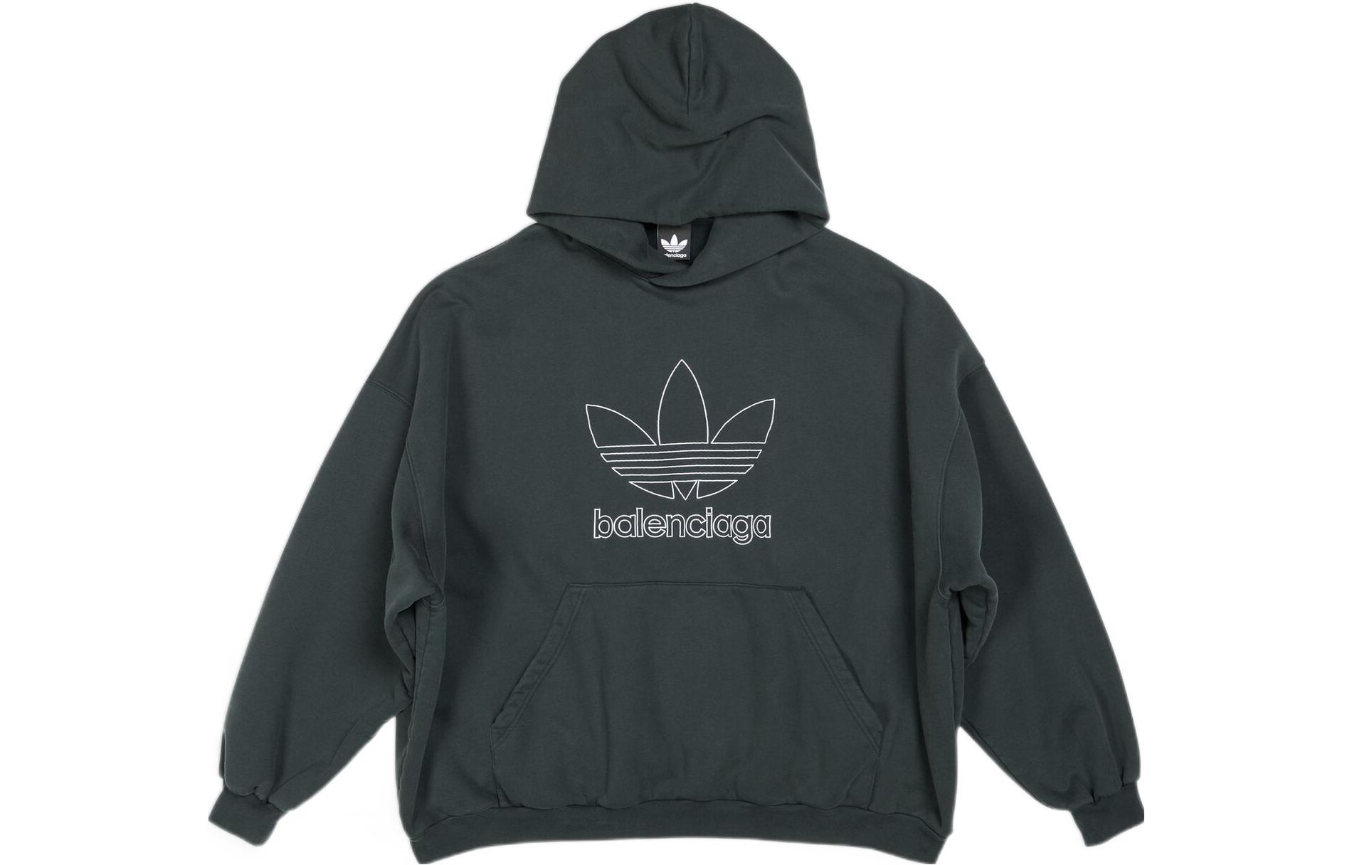 Balenciaga Adidas Originals Collab Unisex Logo Hoodie in Dark Green. 712396TNVA93775