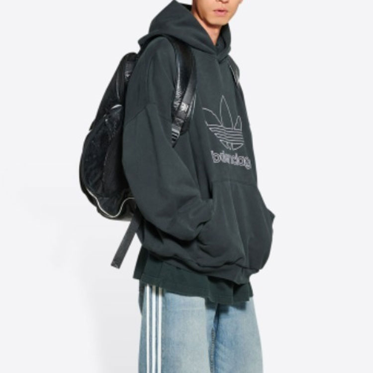 Balenciaga Adidas Originals Collab Unisex Logo Hoodie in Dark Green. 712396TNVA93775 圖 4