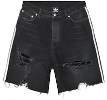 Balenciaga x Adidas Originals Distressed Striped Denim Shorts Unisex Black. 724840TNW541129 Balenciaga x Adidas Originals Distressed Striped Denim Shorts Unisex Black. 724840TNW541129